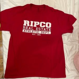 Short Sleeves red Ripco Real Estate t-shirt men.